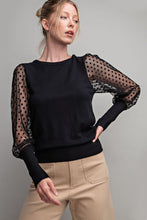 Load image into Gallery viewer, 3884-POLKA DOT CREW NECK SWEATER-BLACK
