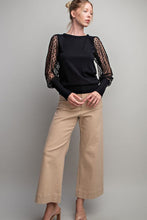 Load image into Gallery viewer, 3884-POLKA DOT CREW NECK SWEATER-BLACK
