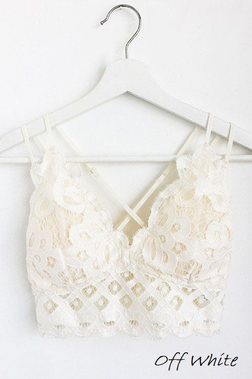 3968-Crochet Lace Bralette -WHITE