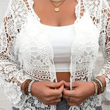 Load image into Gallery viewer, 6179- Boho Crochet Lace Cutout CARDIGAN-WHITE
