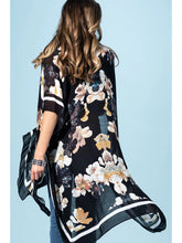 Load image into Gallery viewer, 6226- Moonlit Floral Viscose Kimono-BLACK FLORAL
