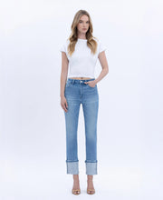 Load image into Gallery viewer, 5559- VERVET HR Rhinestone Cuffed Slim Straight Jeans
