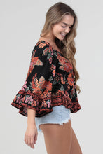 Load image into Gallery viewer, 5442-V Neck Smocked Bust Wide Bell Sleeve Top

