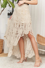 Load image into Gallery viewer, 5068-Crochet Lace High Low Maxi Skirt-BEIGE
