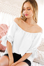 Load image into Gallery viewer, 3606-BOW SLEEVES OFF THE SHOULDER TOP-WHITE
