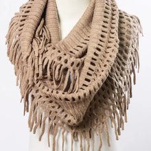 Load image into Gallery viewer, 5605-Tassel Fringe Knit Infinity Scarf
