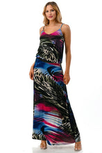 Load image into Gallery viewer, 3535-BANDED WAISTLINE  MAXI DRESS-MULTI
