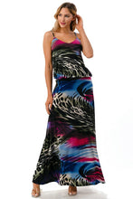 Load image into Gallery viewer, 3535-BANDED WAISTLINE  MAXI DRESS-MULTI
