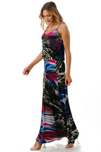 Load image into Gallery viewer, 3535-BANDED WAISTLINE  MAXI DRESS-MULTI
