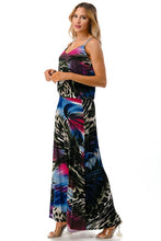 Load image into Gallery viewer, 3535-BANDED WAISTLINE  MAXI DRESS-MULTI
