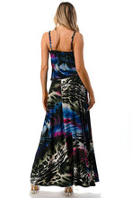 Load image into Gallery viewer, 3535-BANDED WAISTLINE  MAXI DRESS-MULTI
