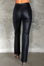 Load image into Gallery viewer, 1977-VEGAN LEATHER SIDE INVISIBLE ZIPPER FLARED PANT
