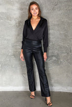 Load image into Gallery viewer, 1977-VEGAN LEATHER SIDE INVISIBLE ZIPPER FLARED PANT
