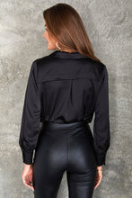 Load image into Gallery viewer, 1977-VEGAN LEATHER SIDE INVISIBLE ZIPPER FLARED PANT
