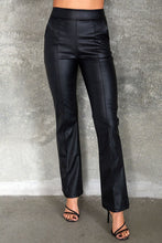 Load image into Gallery viewer, 1977-VEGAN LEATHER SIDE INVISIBLE ZIPPER FLARED PANT
