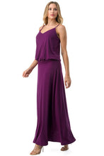 Load image into Gallery viewer, 3536-BANDED WAISTLINE  MAXI DRESS-PLUM
