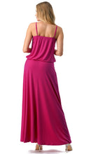 Load image into Gallery viewer, 3537-BANDED WAISTLINE  MAXI DRESS-HOT PINK
