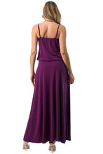 Load image into Gallery viewer, 3536-BANDED WAISTLINE  MAXI DRESS-PLUM
