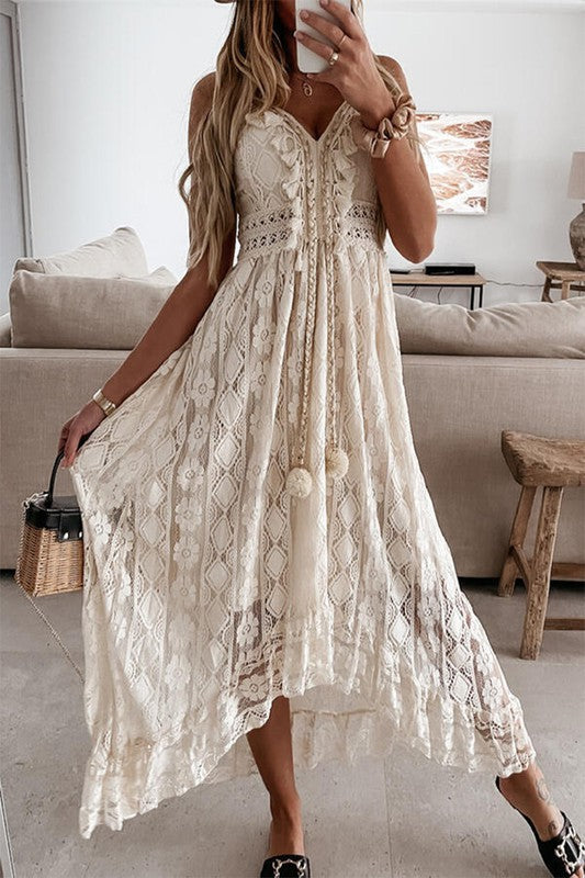 4009-Summer lace swing maxi dress