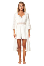 Load image into Gallery viewer, 3271-GLAM BEACHY KIMONO-ROMPER SET-WHITE
