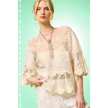 Load image into Gallery viewer, 6147- Boho Floral Guipure Lace Tiered Top-NATURAL
