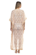 Load image into Gallery viewer, 3380- Beaded lace long kaftan with tassels -ONE SIZE
