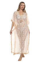 Load image into Gallery viewer, 3380- Beaded lace long kaftan with tassels -ONE SIZE
