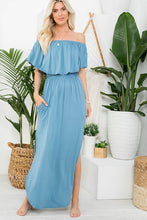Load image into Gallery viewer, 5095-Off Shoulder Maxi Dress-CHAMBRAY
