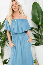 Load image into Gallery viewer, 5095-Off Shoulder Maxi Dress-CHAMBRAY
