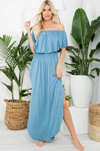 Load image into Gallery viewer, 5095-Off Shoulder Maxi Dress-CHAMBRAY

