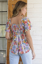 Load image into Gallery viewer, 6083- Lace Inserts Twist Front Floral Print Blouse-MULTI
