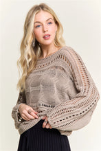 Load image into Gallery viewer, 5777-CROCHETED Open-Knit Pullover Sweater-KHAKI
