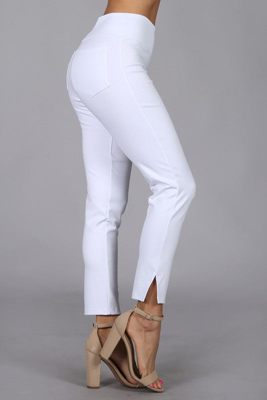 1854- CAPRI PANTS W/SIDE SLIT-WHITE