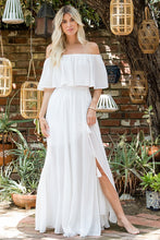 Load image into Gallery viewer, 5094-Off Shoulder Chiffon Maxi Dress-WHITE
