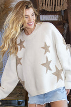 Load image into Gallery viewer, 3970-STAR PATTERN KNIT SWEATER WITH METALLIC YARN
