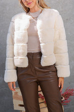 Load image into Gallery viewer, 3835-Long sleeve open front faux fur jacket -IVORY
