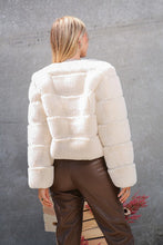 Load image into Gallery viewer, 3835-Long sleeve open front faux fur jacket -IVORY
