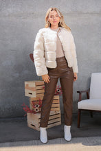 Load image into Gallery viewer, 3835-Long sleeve open front faux fur jacket -IVORY
