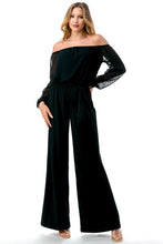 Load image into Gallery viewer, 5432-Off Shoulder Chiffon Jumpsuit-BLACK
