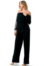 Load image into Gallery viewer, 5432-Off Shoulder Chiffon Jumpsuit-BLACK
