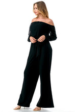 Load image into Gallery viewer, 5432-Off Shoulder Chiffon Jumpsuit-BLACK
