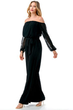 Load image into Gallery viewer, 5432-Off Shoulder Chiffon Jumpsuit-BLACK
