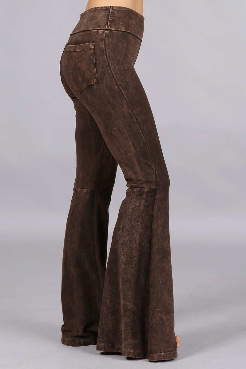 4733-Mineral washed cotton french terry pants-BROWN