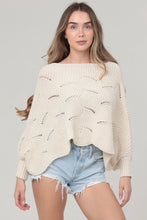 Load image into Gallery viewer, 5708-Cable Knit Pullover Bat Wing Sweater-IVORY
