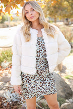 Load image into Gallery viewer, 3835-Long sleeve open front faux fur jacket -IVORY
