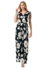 Load image into Gallery viewer, 5126-Surplice Wide Leg Jumpsuit With Belt-BLACK FLORAL
