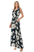 Load image into Gallery viewer, 5126-Surplice Wide Leg Jumpsuit With Belt-BLACK FLORAL

