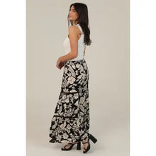 Load image into Gallery viewer, 6247- Printed Wide Leg Pants with Lace Inserts-BLACK
