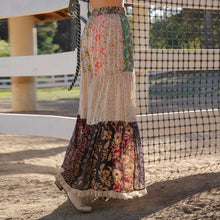 Load image into Gallery viewer, 5888-Boho Patchwork Print Tiered Lace Flare Pants
