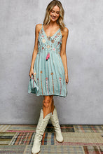 Load image into Gallery viewer, 5801- POL Boho Mirror Embroidery V-Neck Sleeveless Dress
